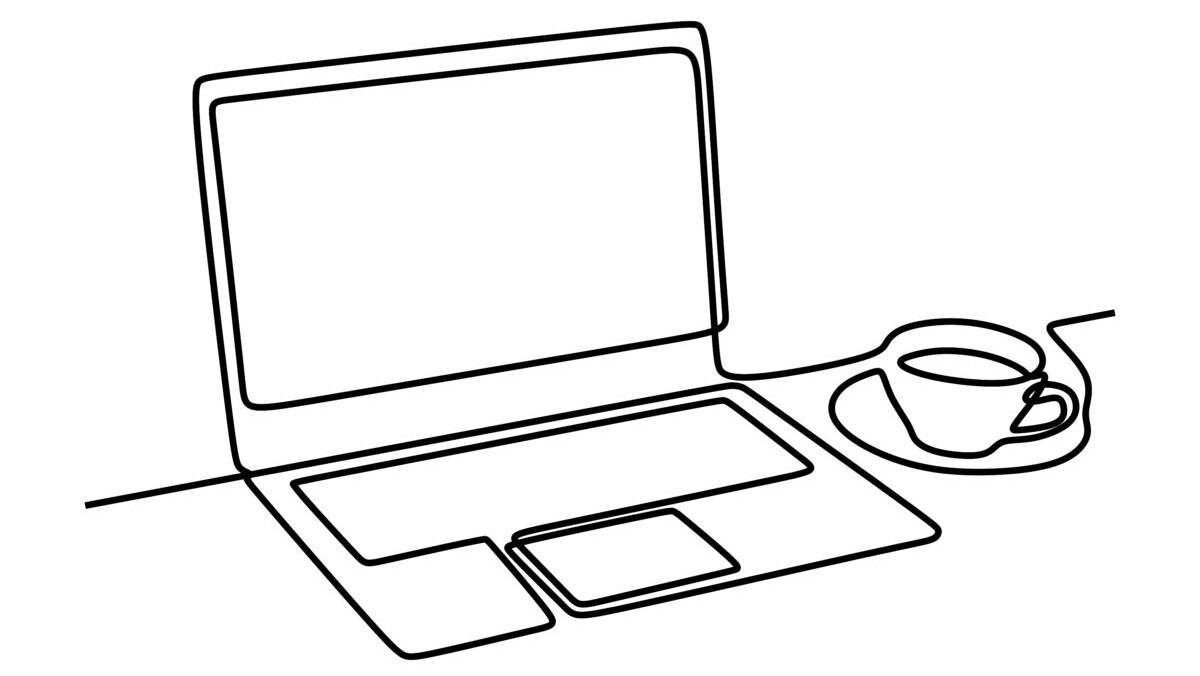 freepik_laptop and cup of coffee editable oneline continuous single line art